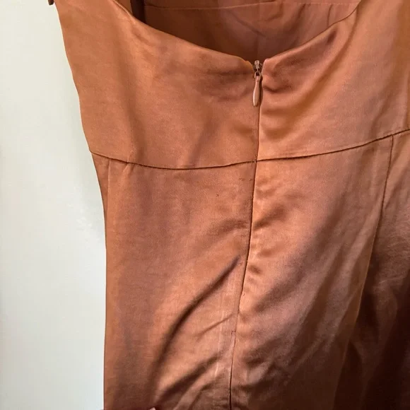 Lulus | Effortless Sophistication Bronze Satin Tie-Strap Maxi Dress - Picture 9 of 9